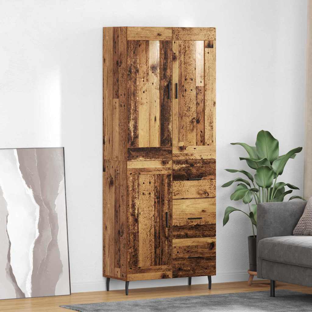 Highboard Braun Eichen-Optik 69,5X34X180 Cm Holzwerkstoff