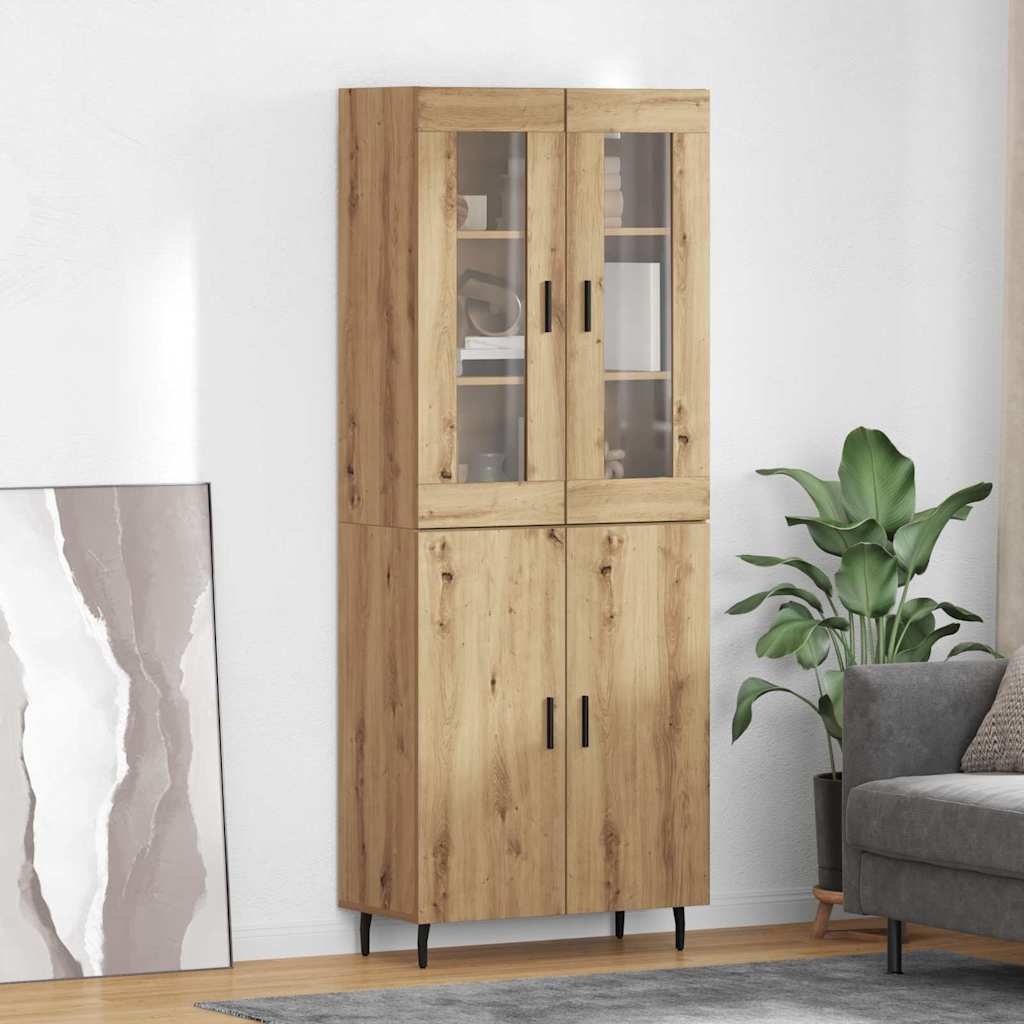 Highboard Braun Eichen-Optik 69,5X34X180 Cm Holzwerkstoff