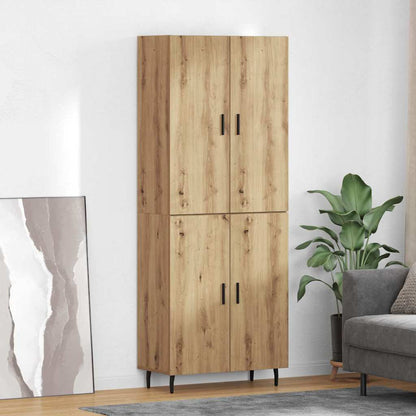 Highboard Braun Eichen-Optik 69,5X34X180 Cm Holzwerkstoff