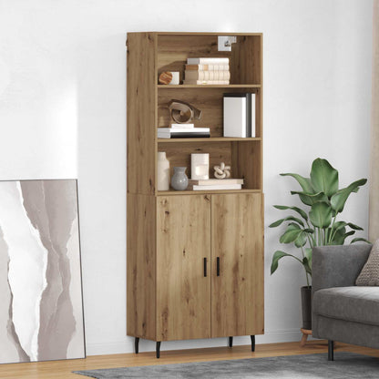 Highboard Braun Eichen-Optik 69,5X34X180 Cm Holzwerkstoff