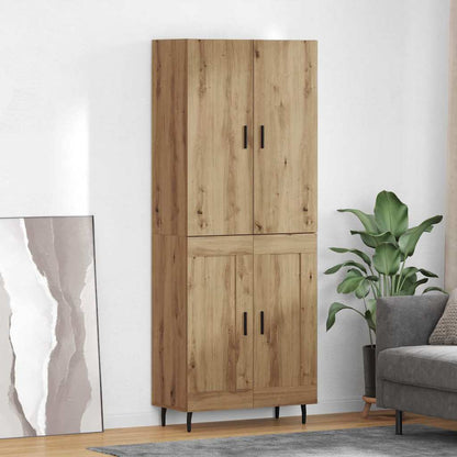 Highboard Braun Eichen-Optik 69,5X34X180 Cm Holzwerkstoff