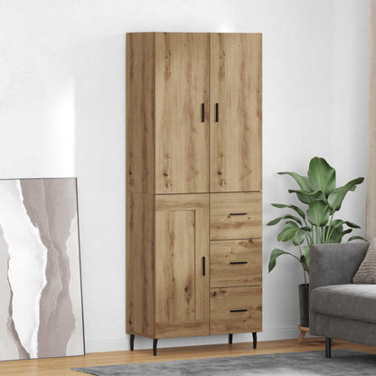 Highboard Braun Eichen-Optik 69,5X34X180 Cm Holzwerkstoff