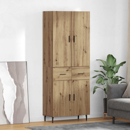 Highboard Braun Eichen-Optik 69,5X34X180 Cm Holzwerkstoff