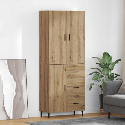Highboard Braun Eichen-Optik 69,5X34X180 Cm Holzwerkstoff