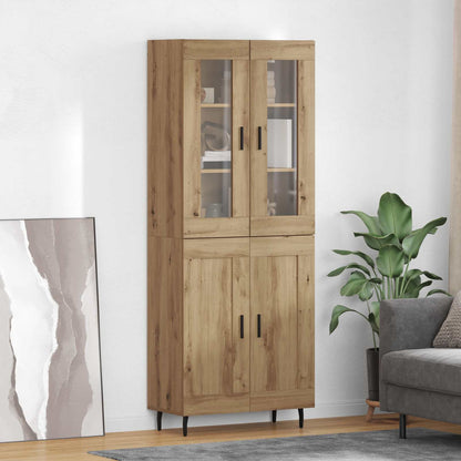 Highboard Braun Eichen-Optik 69,5X34X180 Cm Holzwerkstoff