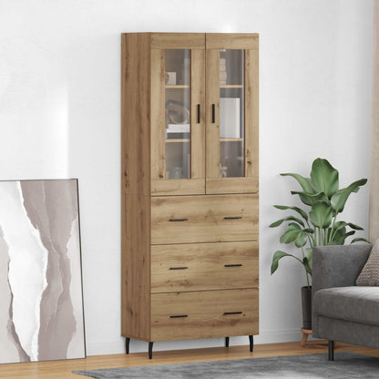 Highboard Braun Eichen-Optik 69,5X34X180 Cm Holzwerkstoff