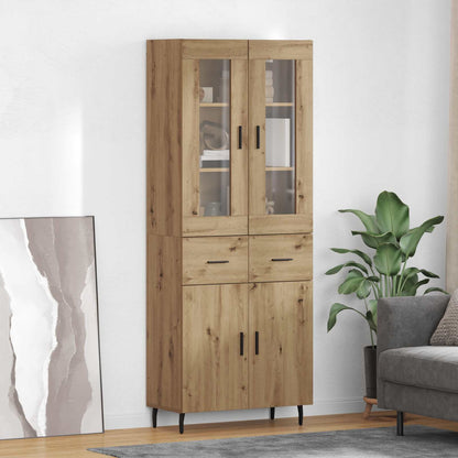 Highboard Braun Eichen-Optik 69,5X34X180 Cm Holzwerkstoff