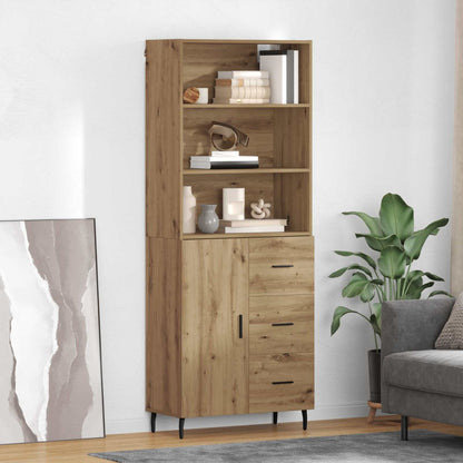 Highboard Braun Eichen-Optik 69,5X34X180 Cm Holzwerkstoff