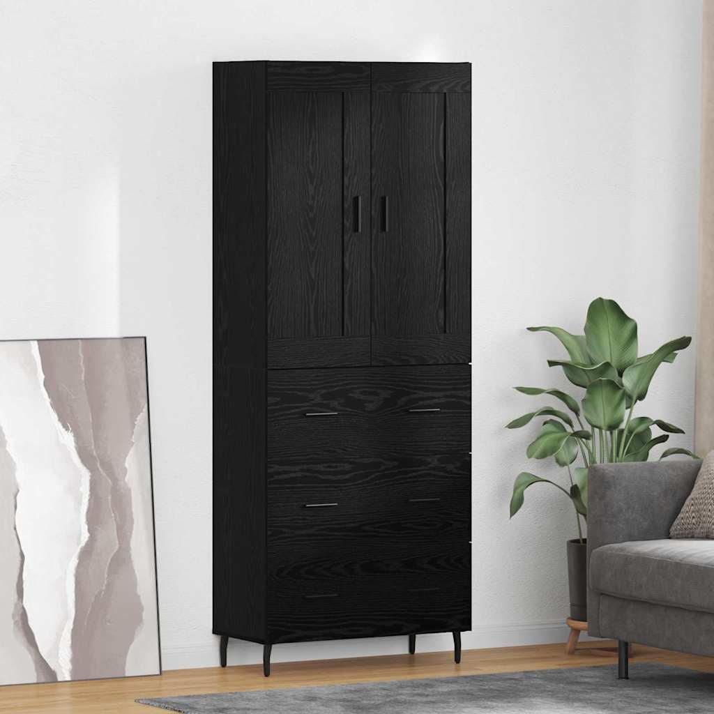 Highboard Braun Eichen-Optik 69,5X34X180 Cm Holzwerkstoff