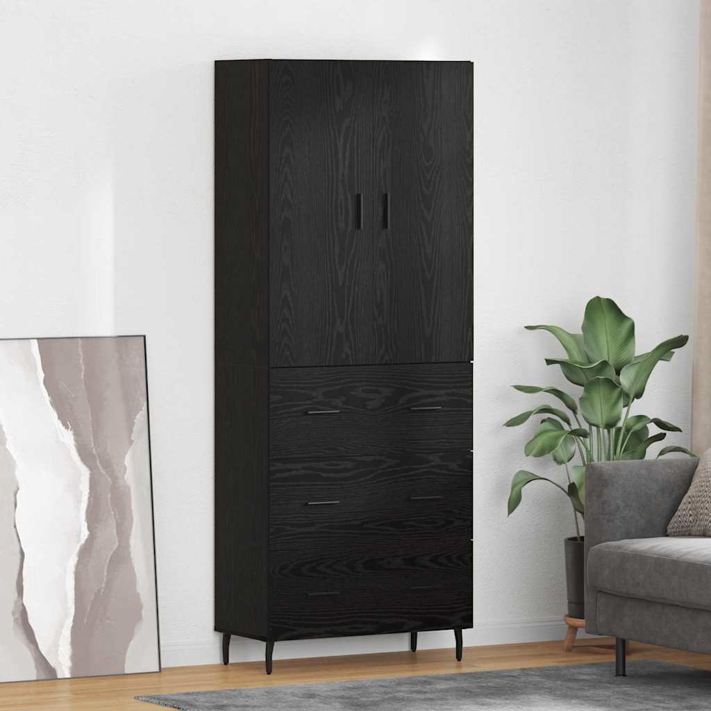 Highboard Braun Eichen-Optik 69,5X34X180 Cm Holzwerkstoff
