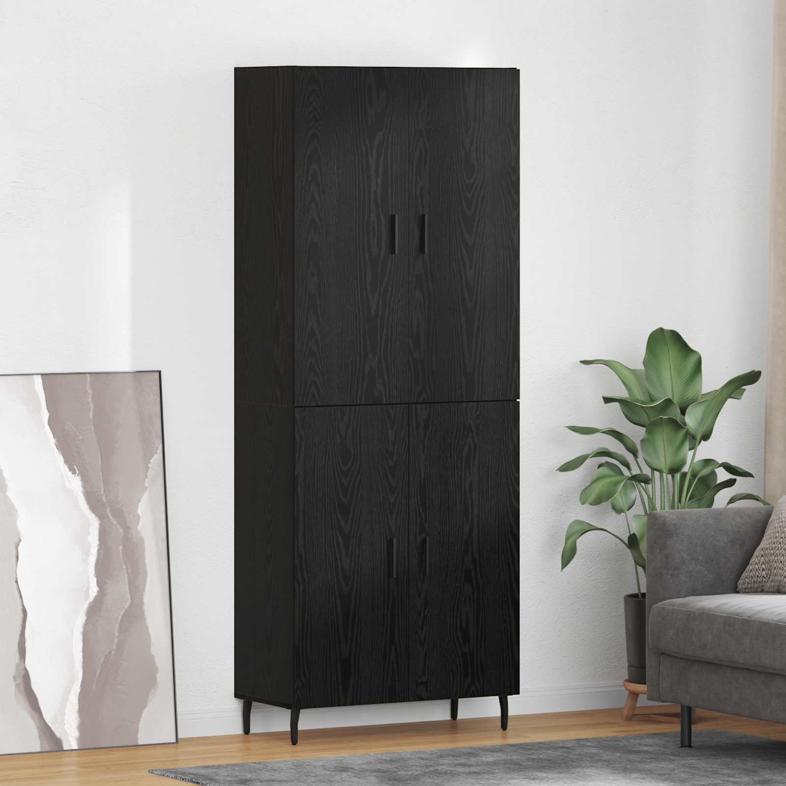 Highboard Braun Eichen-Optik 69,5X34X180 Cm Holzwerkstoff
