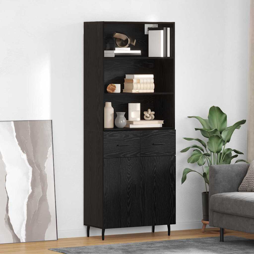 Highboard Braun Eichen-Optik 69,5X34X180 Cm Holzwerkstoff