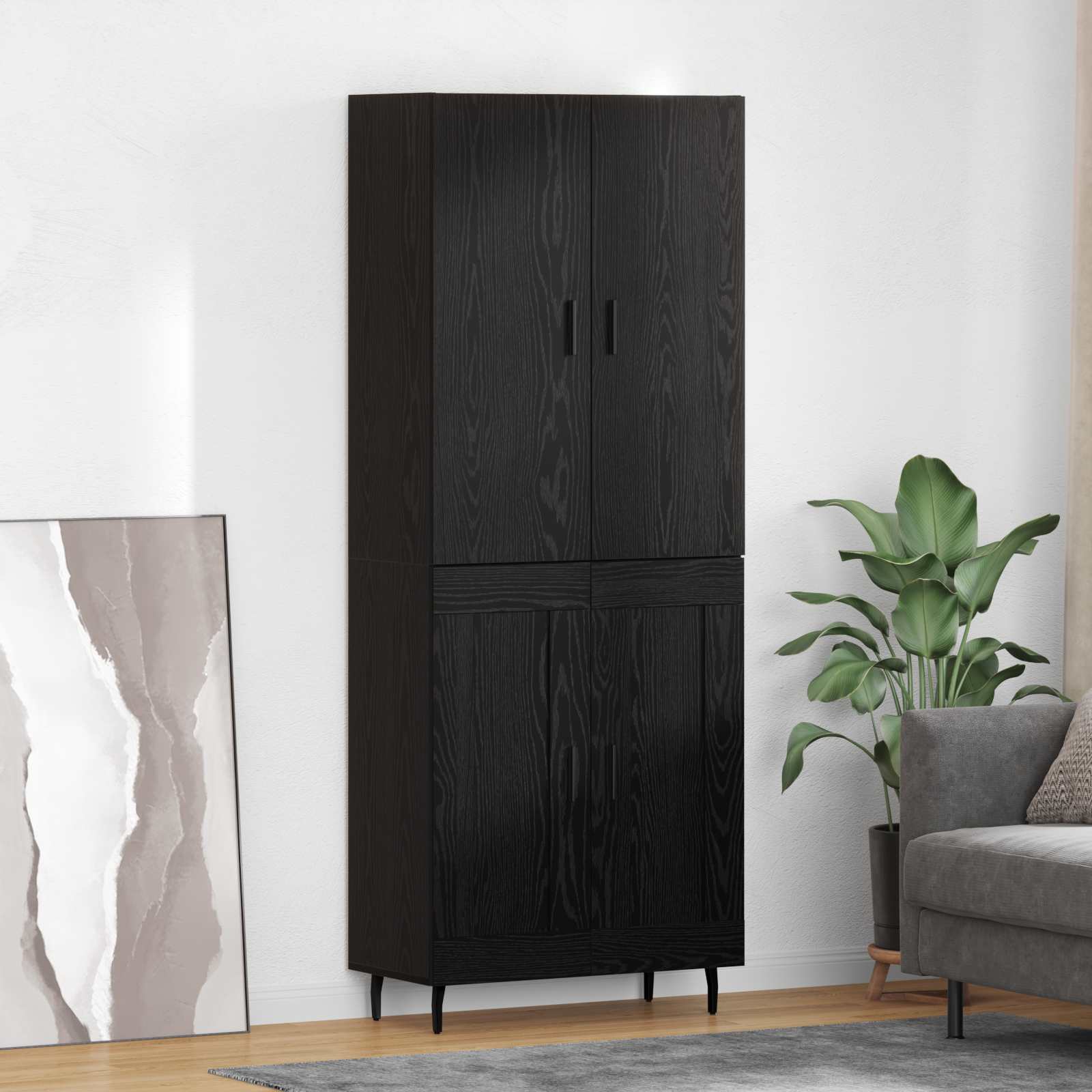 Highboard Braun Eichen-Optik 69,5X34X180 Cm Holzwerkstoff