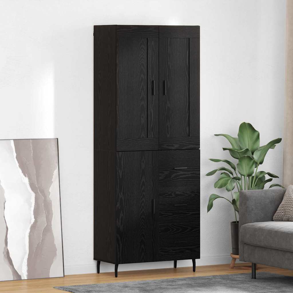 Highboard Braun Eichen-Optik 69,5X34X180 Cm Holzwerkstoff