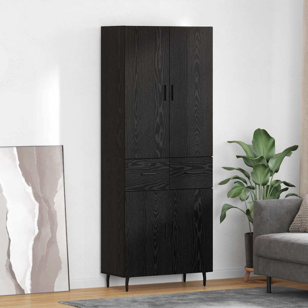 Highboard Braun Eichen-Optik 69,5X34X180 Cm Holzwerkstoff