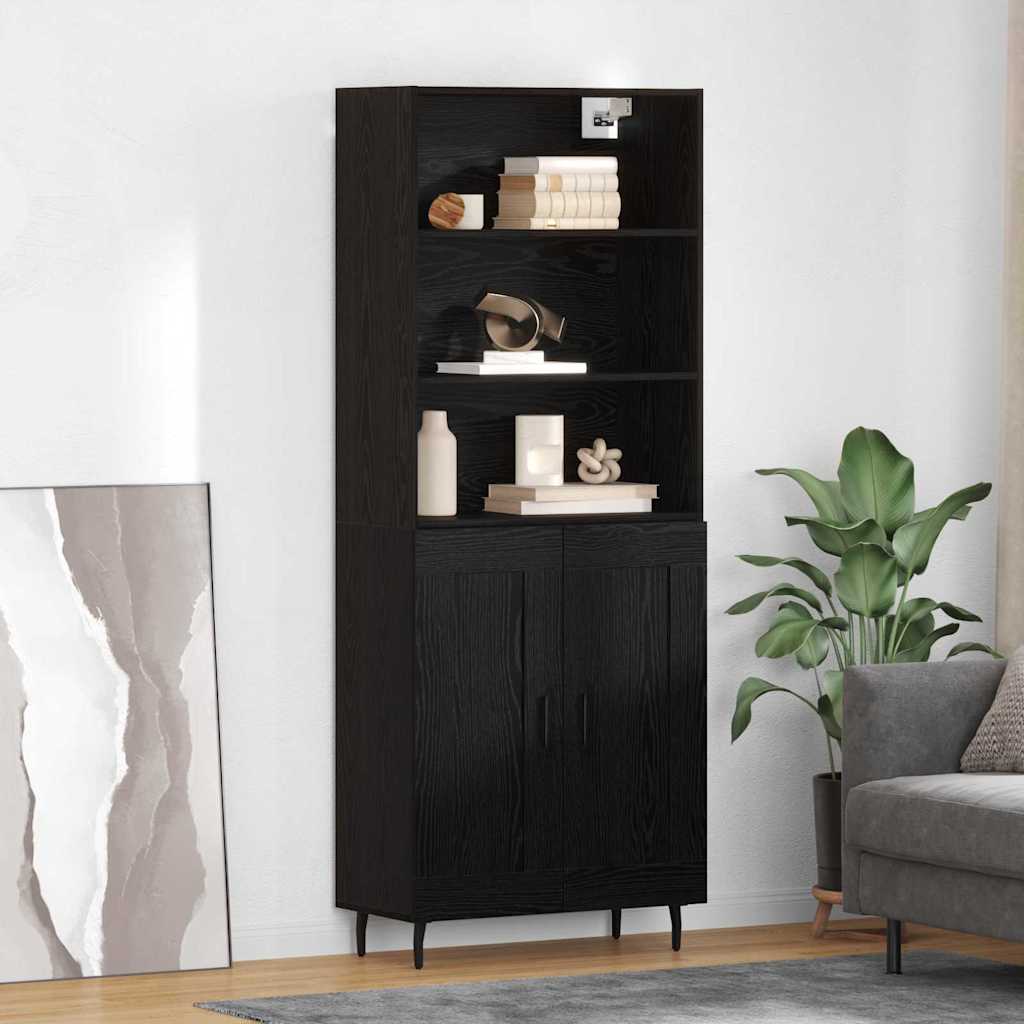 Highboard Braun Eichen-Optik 69,5X34X180 Cm Holzwerkstoff