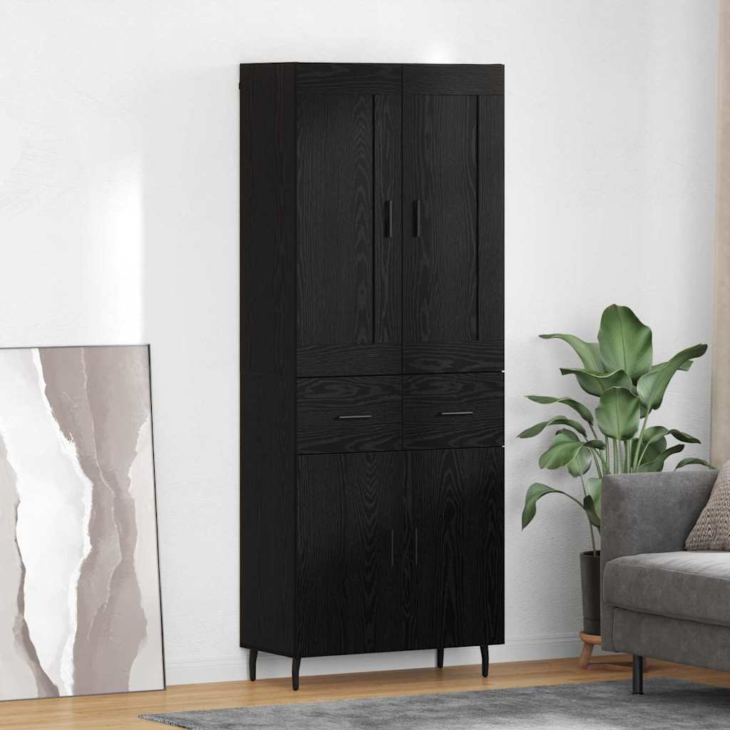 Highboard Braun Eichen-Optik 69,5X34X180 Cm Holzwerkstoff