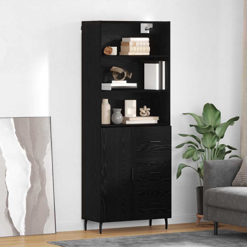 Highboard Braun Eichen-Optik 69,5X34X180 Cm Holzwerkstoff