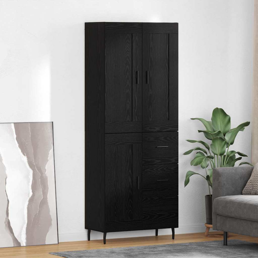 Highboard Braun Eichen-Optik 69,5X34X180 Cm Holzwerkstoff