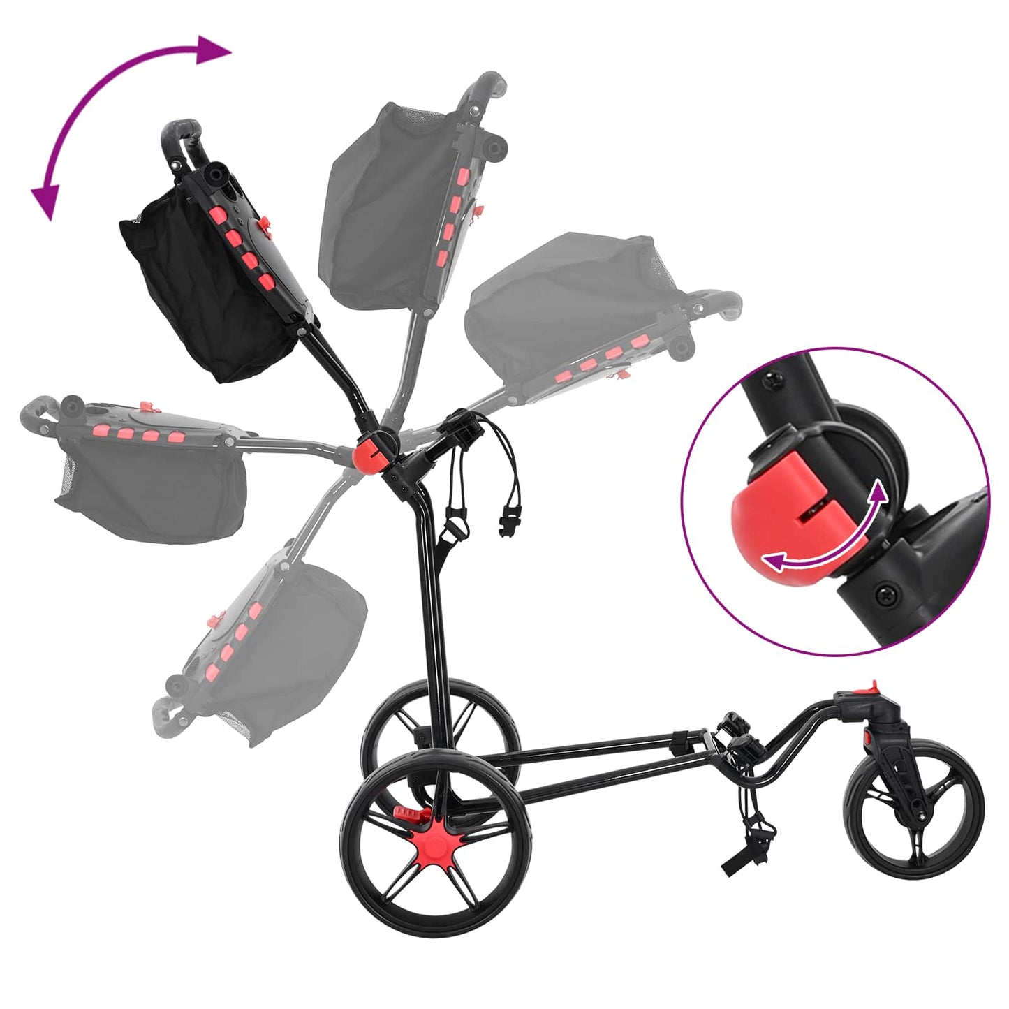 Golf-Dolly Schwarz 110 X 60 X 132 Cm Eisen
