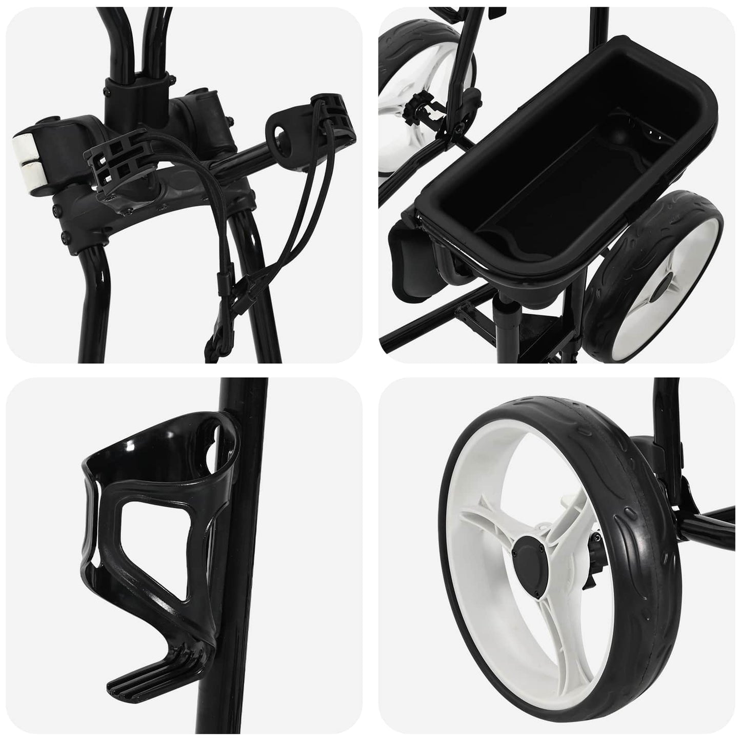Golf-Dolly Mit Sitz Schwarz Und Weiß 100 X 60 X 130 Cm Eisen