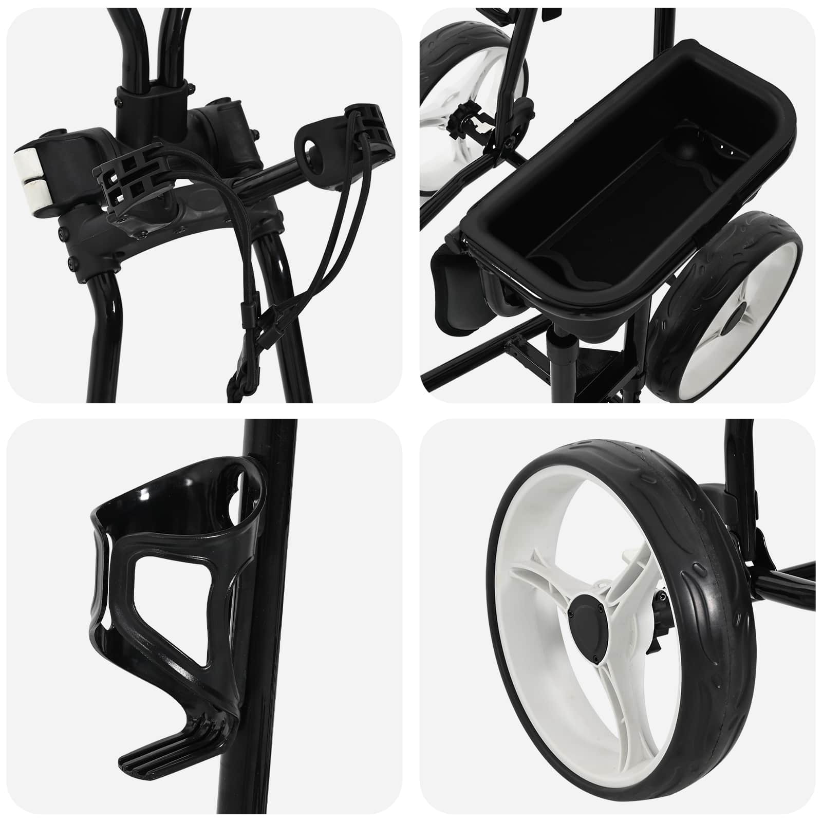 Golf-Dolly Mit Sitz Schwarz Und Weiß 100 X 60 X 130 Cm Eisen