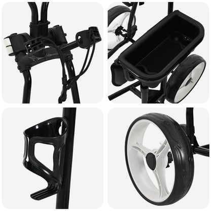 Golf-Dolly Mit Sitz Schwarz Und Weiß 100 X 60 X 130 Cm Eisen