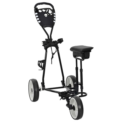 Golf-Dolly Mit Sitz Schwarz Und Weiß 100 X 60 X 130 Cm Eisen