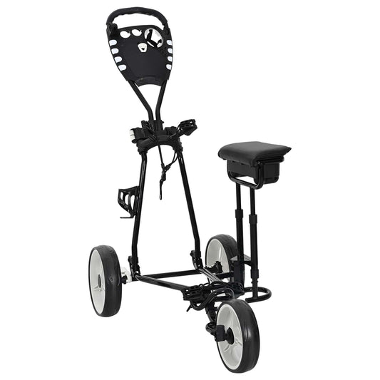 Golf-Dolly Mit Sitz Schwarz Und Weiß 100 X 60 X 130 Cm Eisen