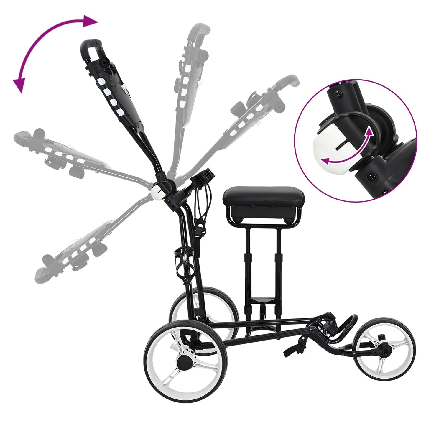 Golf-Dolly Mit Sitz Schwarz Und Weiß 100 X 60 X 130 Cm Eisen