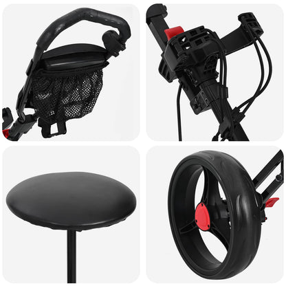 Golf-Dolly Mit Sitz Schwarz 95 X 69 X 114 Cm Eisen