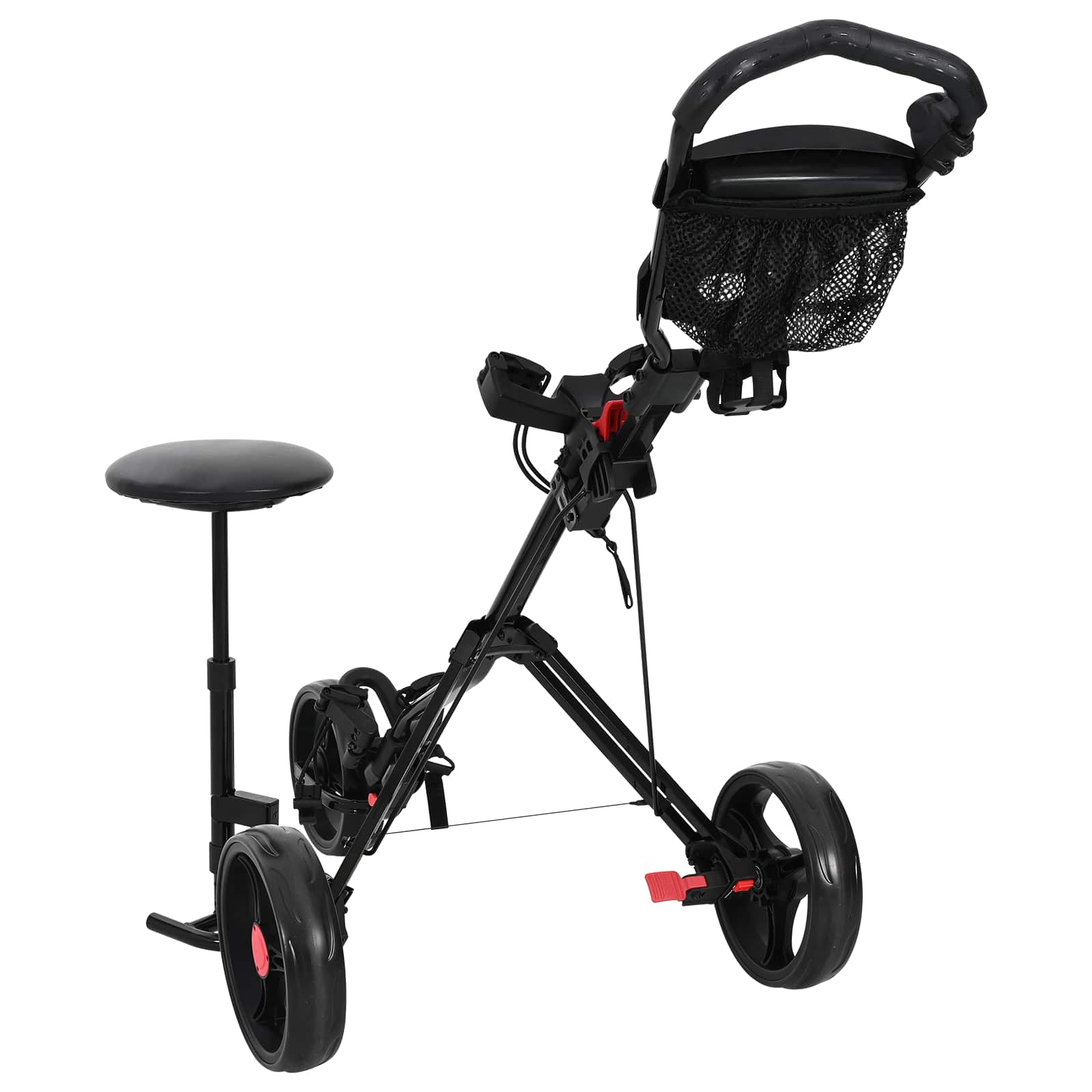 Golf-Dolly Mit Sitz Schwarz 95 X 69 X 114 Cm Eisen