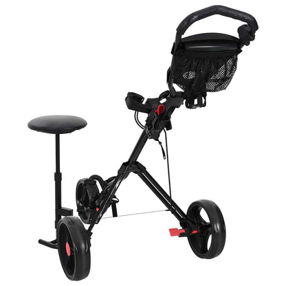 Golf-Dolly Mit Sitz Schwarz 95 X 69 X 114 Cm Eisen