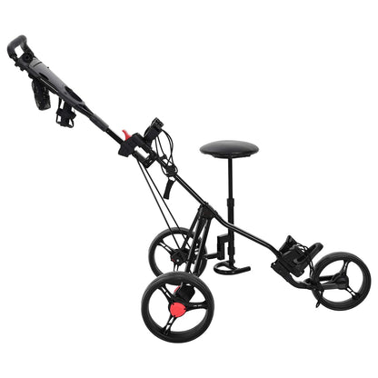 Golf-Dolly Mit Sitz Schwarz 95 X 69 X 114 Cm Eisen