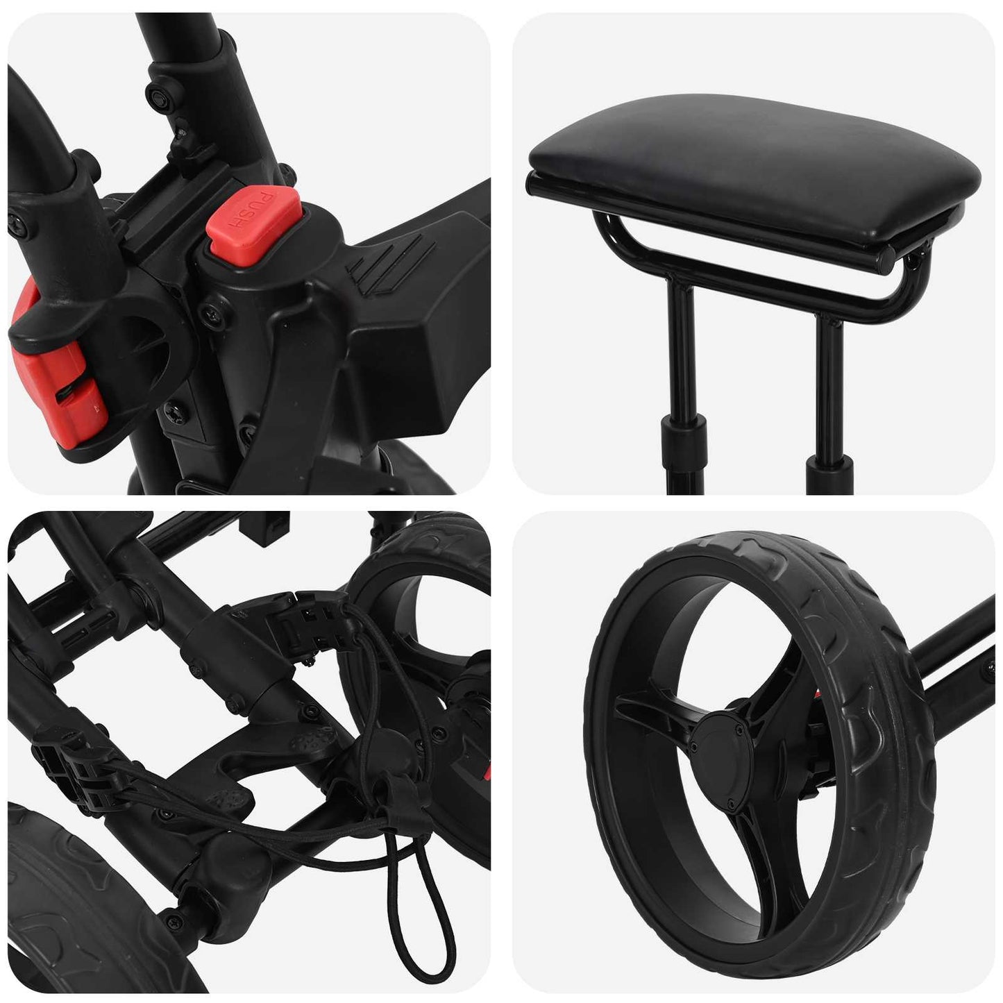 Golf-Dolly Mit Sitz Schwarz Aluminium Klappbar