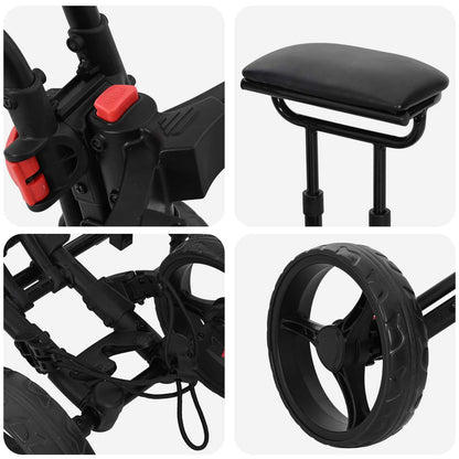 Golf-Dolly Mit Sitz Schwarz Aluminium Klappbar