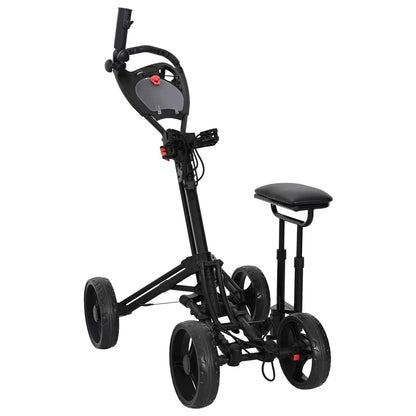Golf-Dolly Mit Sitz Schwarz Aluminium Klappbar