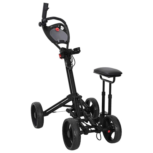 Golf-Dolly Mit Sitz Schwarz Aluminium Klappbar