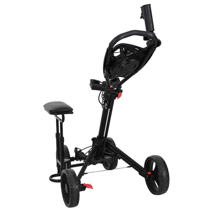 Golf-Dolly Mit Sitz Schwarz Aluminium Klappbar