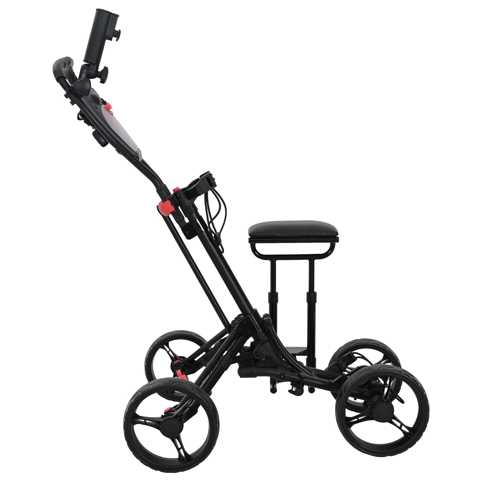 Golf-Dolly Mit Sitz Schwarz Aluminium Klappbar