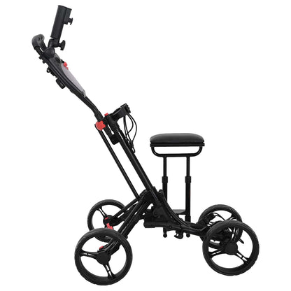 Golf-Dolly Mit Sitz Schwarz Aluminium Klappbar