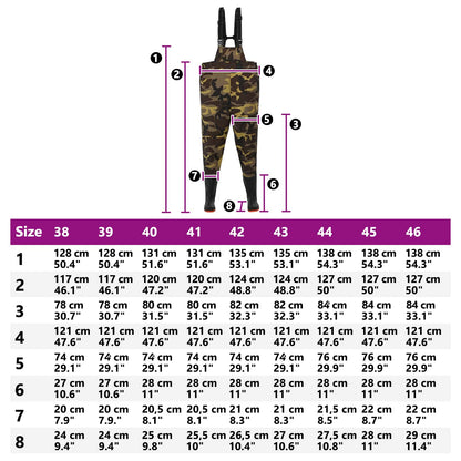 Wathose Mit Stiefeln Pvc-Beschichtetes Polyester Größe 38