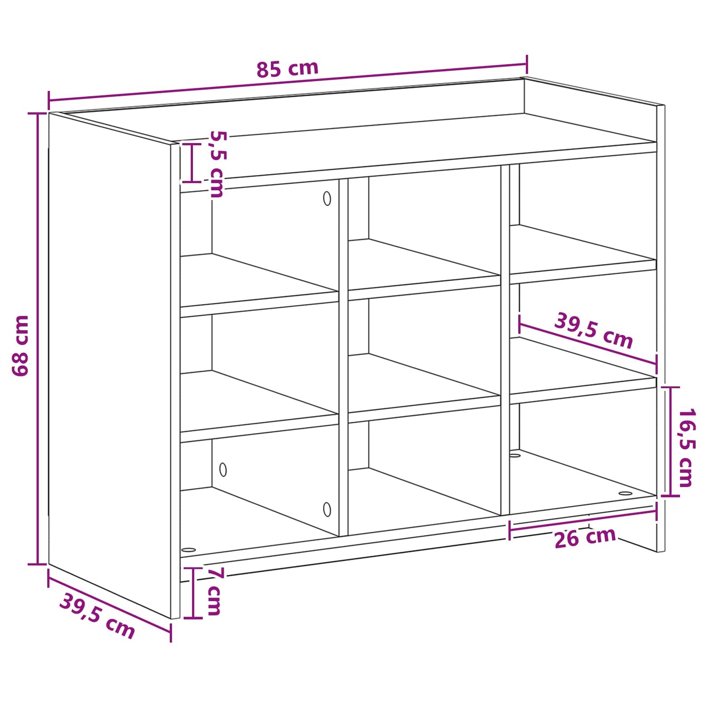 Schuhschrank 85 X 39,5 X 70 Cm Holzwerkstoff