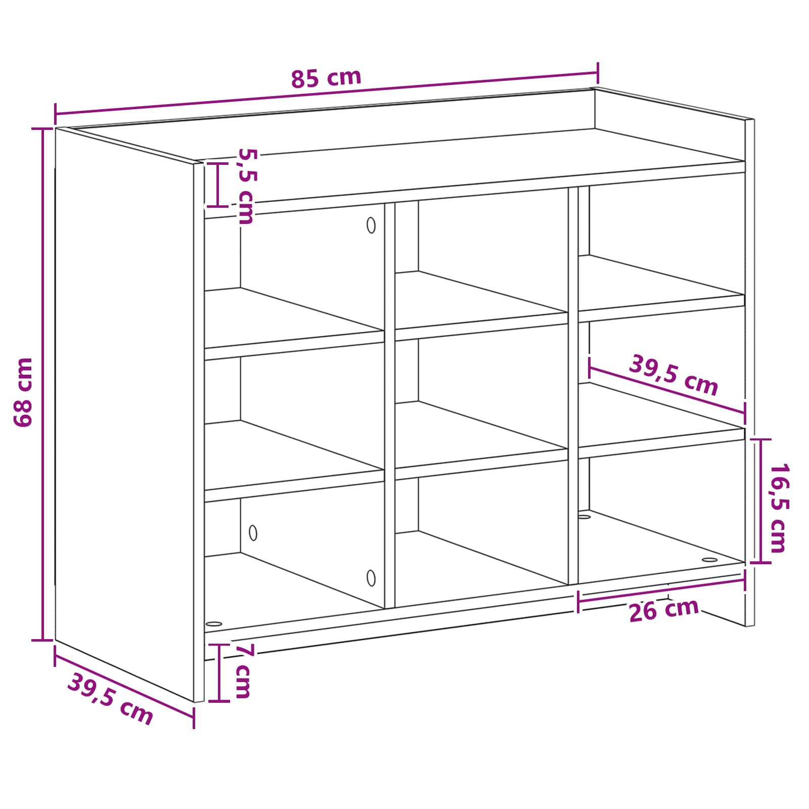 Schuhschrank 85 X 39,5 X 70 Cm Holzwerkstoff