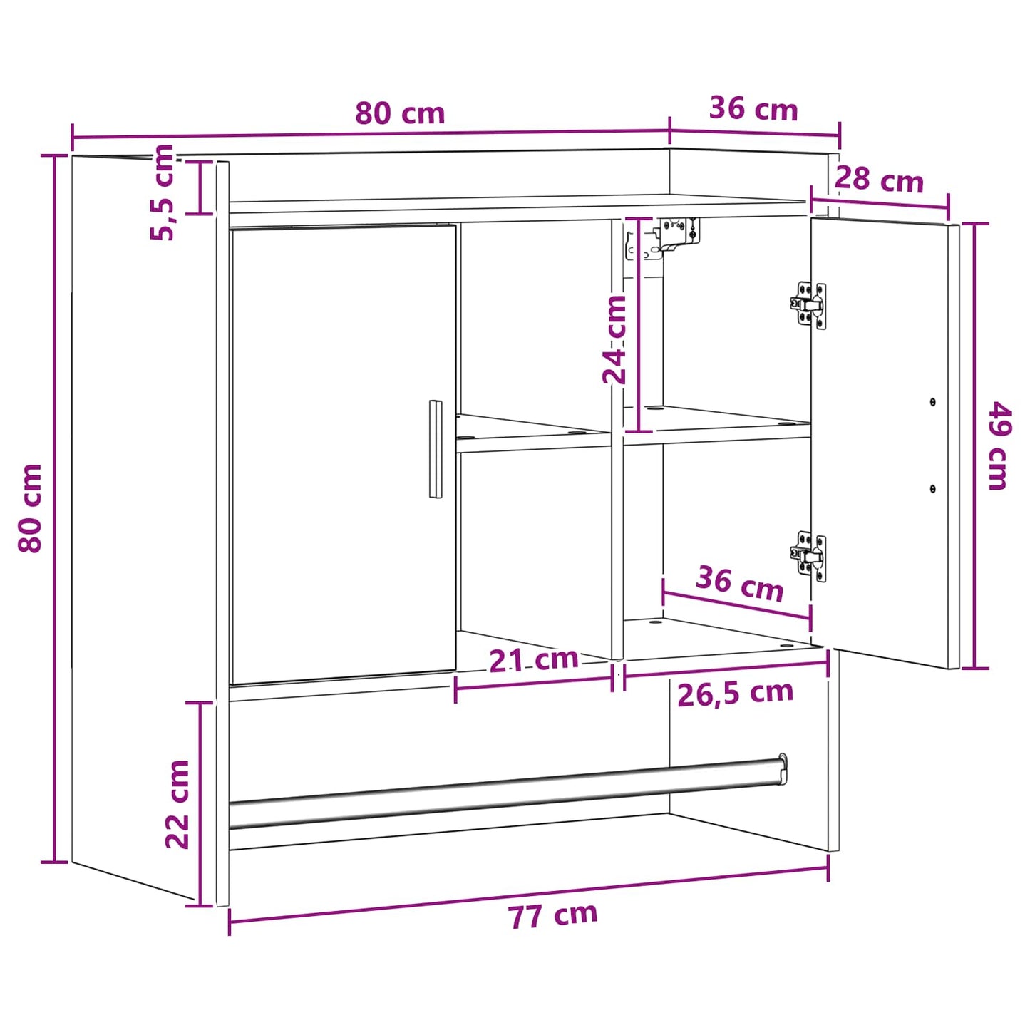 Wandregal Wandhalterung 80 X 36 X 80 Cm Holzwerkstoff