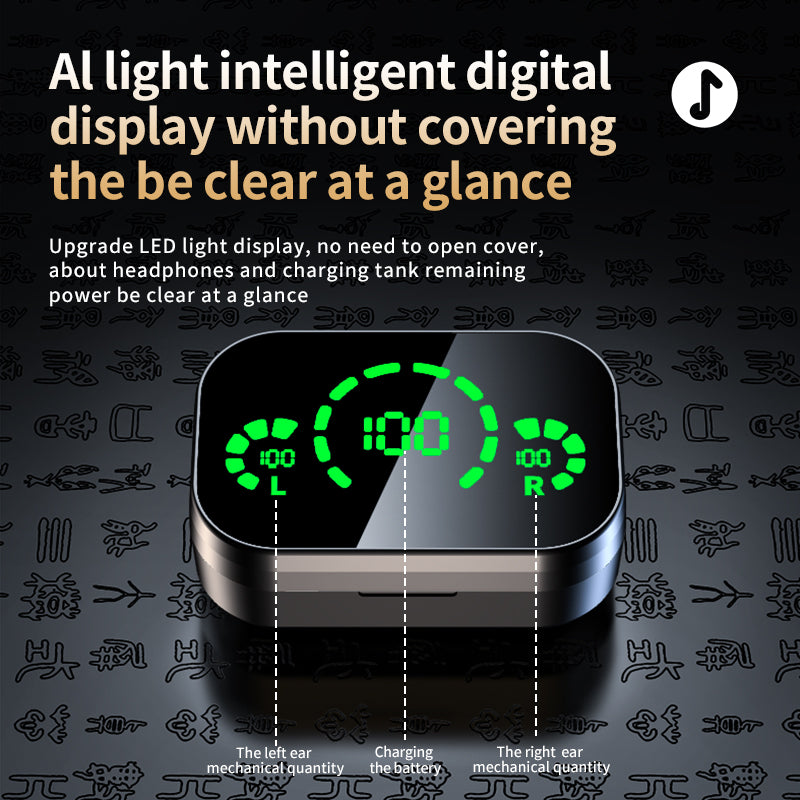 YD03 Kabelloses Bluetooth-kompatibles Headset TWS mit großem, intelligentem Digitaldisplay und Atemlichtfunktion im Ohr