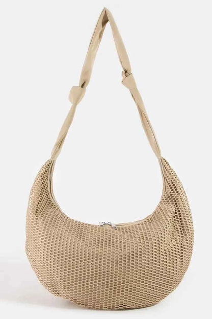 Fame Schultertasche aus strukturiertem Mesh mit Knoten