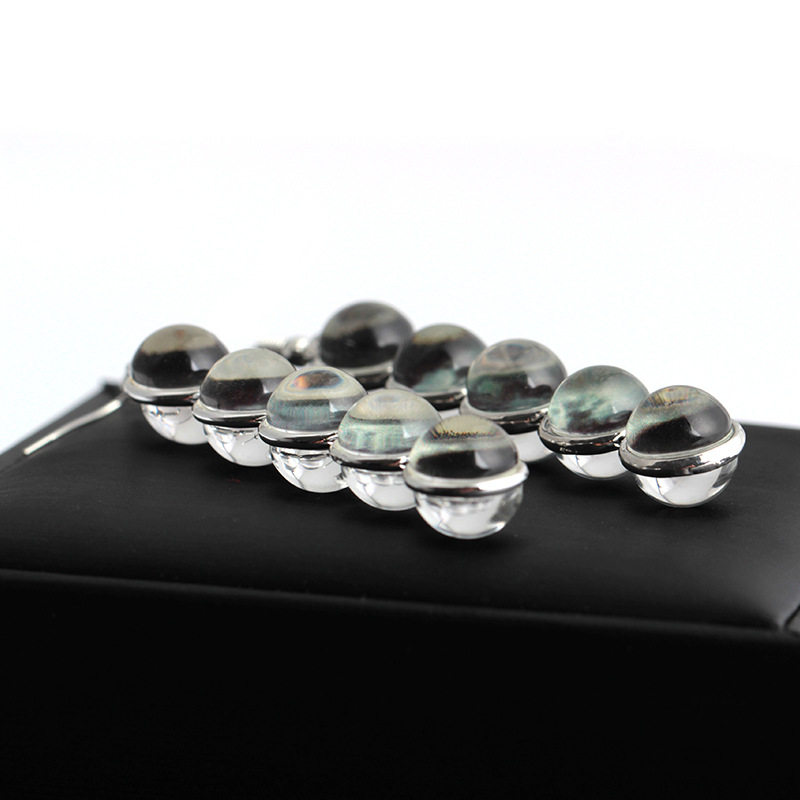 Lange Ohrringe mit Edelstein-Mond-Motiv, Glaskugel und Stern