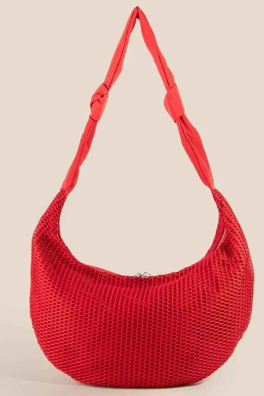 Fame Schultertasche aus strukturiertem Mesh mit Knoten